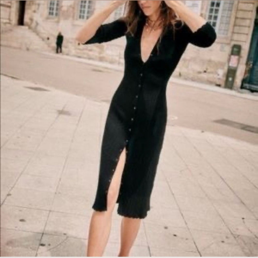 Sezane Charlie Black Button-Down Dress